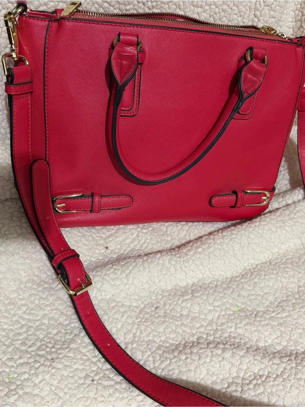 Vintage Red Satchel with Gold Hardware